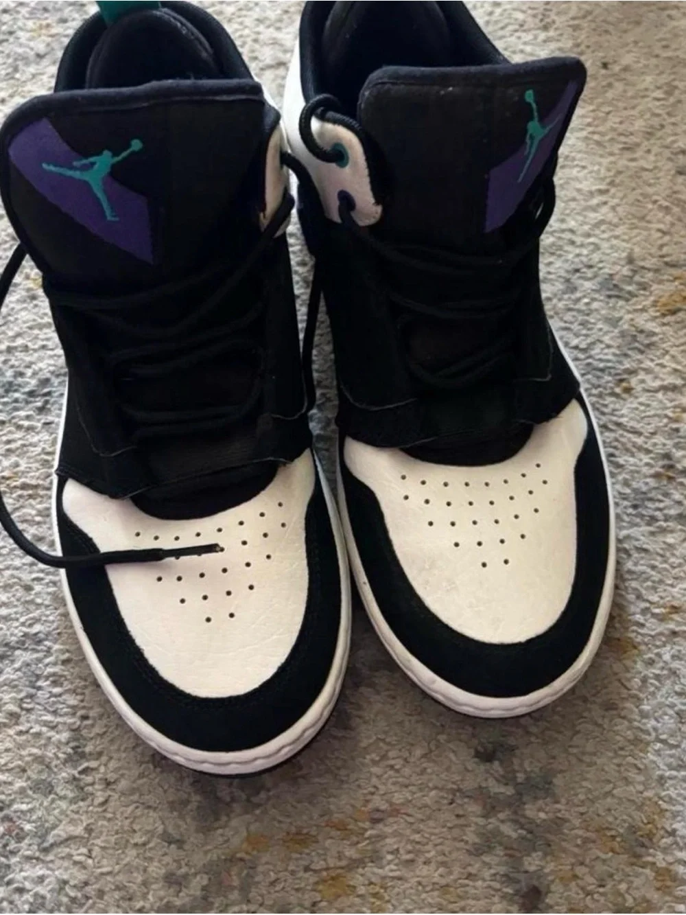 Jordan Kids Black, White & Teal Mid-Top Sneakers